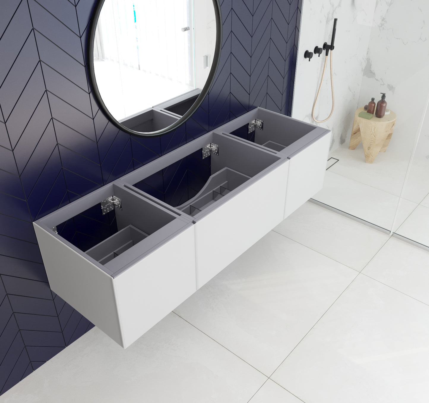Vitri 66" Cloud White Single Sink Wall Hung Bathroom Vanity Cabinet