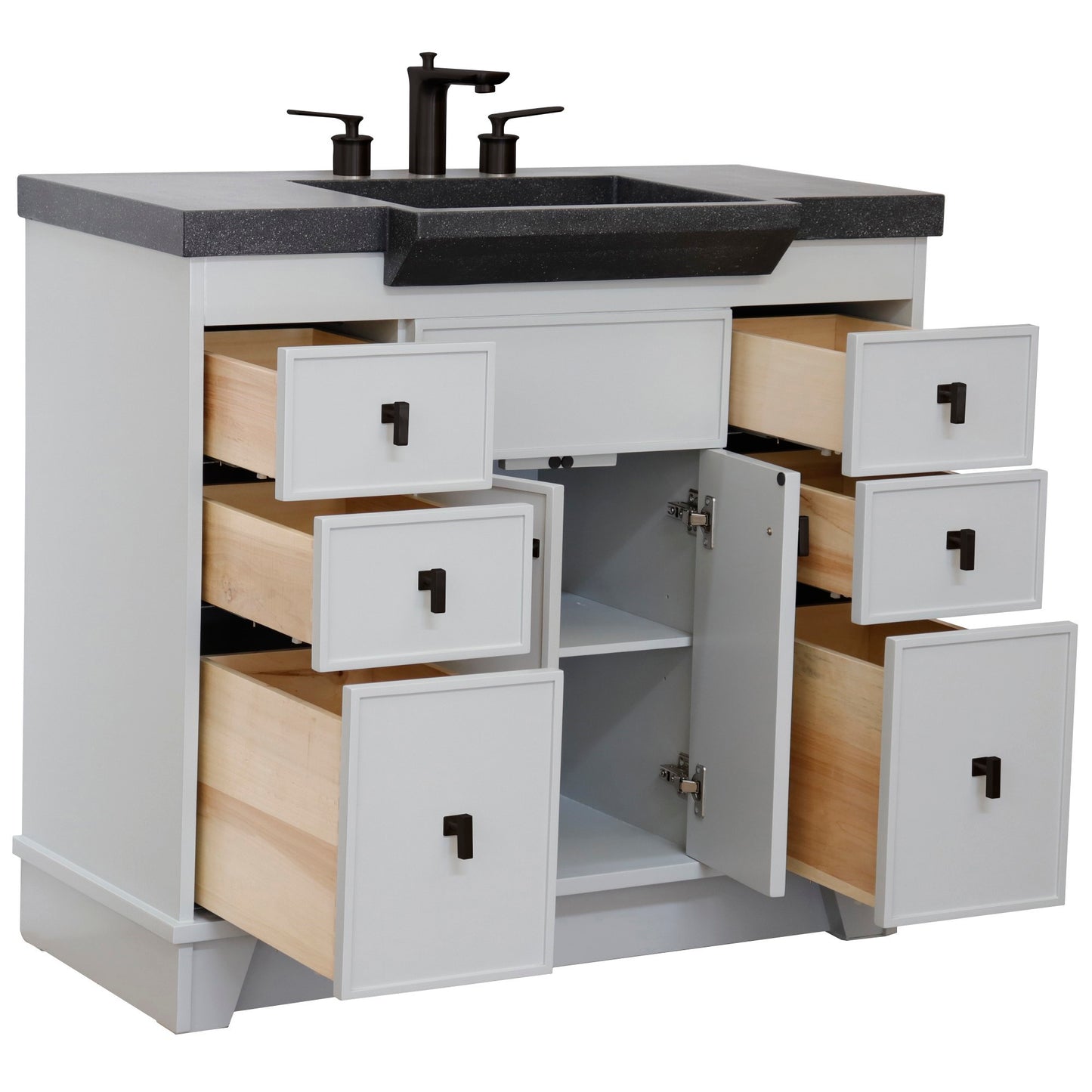 39" Single Sink Vanity Light Gray Finish in Black Concrete Top