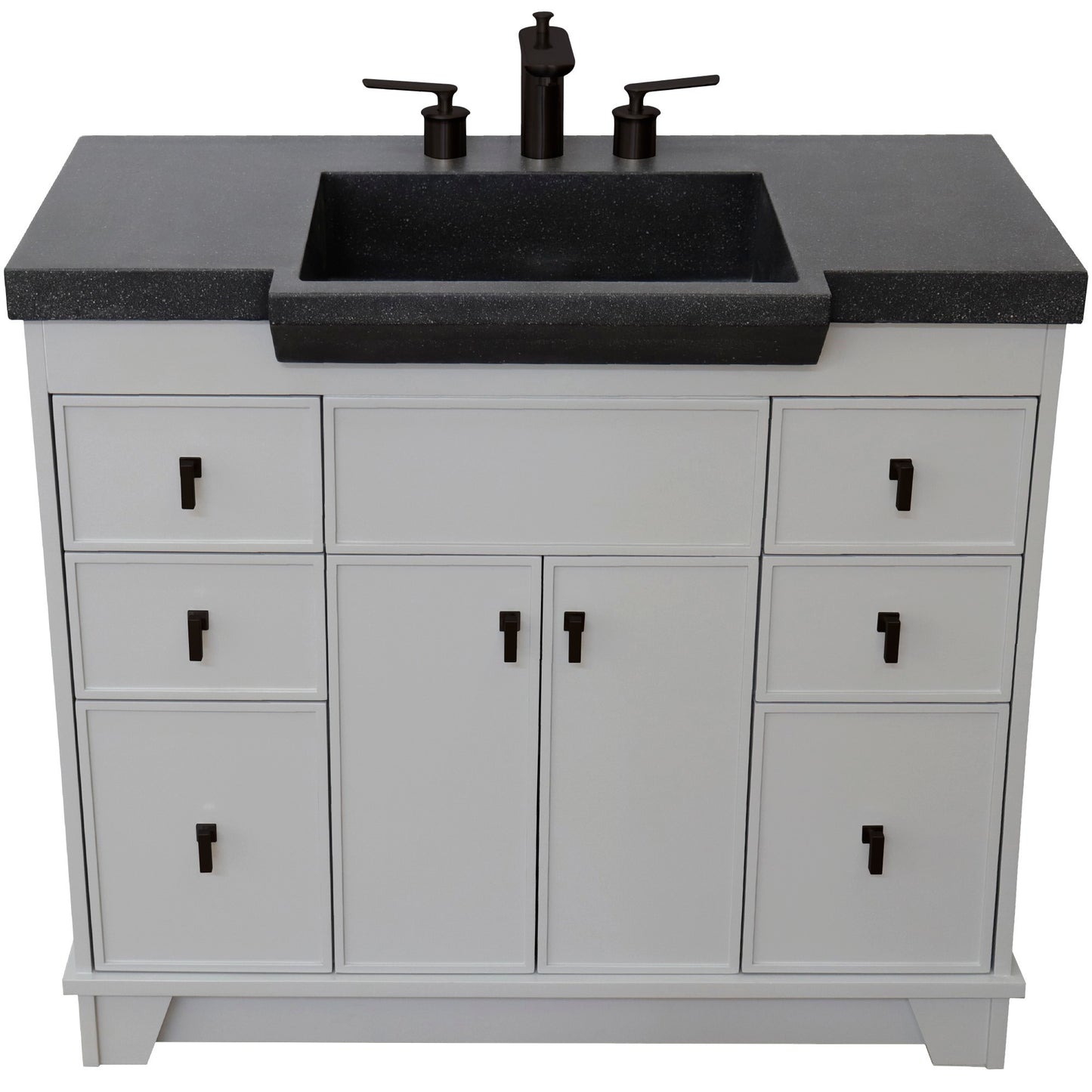 39" Single Sink Vanity Light Gray Finish in Black Concrete Top