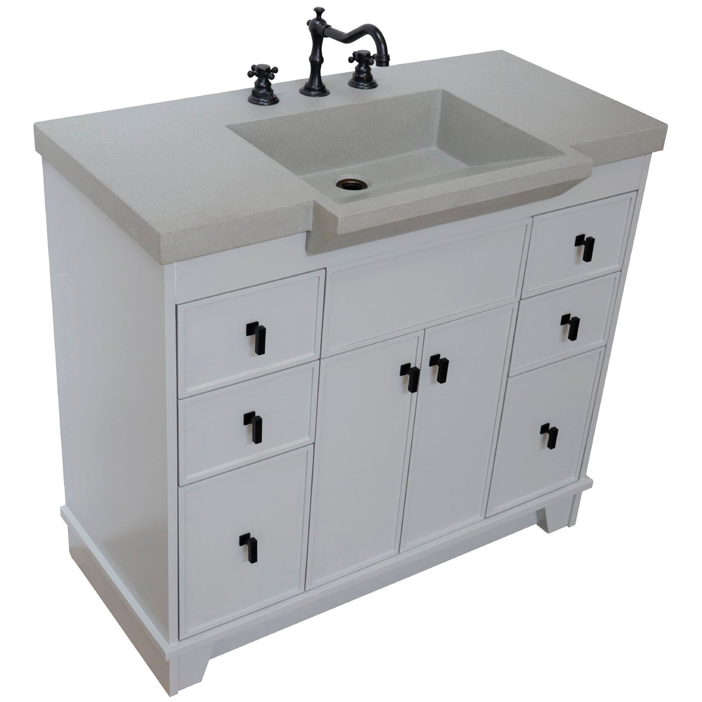 39" Single Sink Vanity Light Gray Finish in Gray Concrete Top