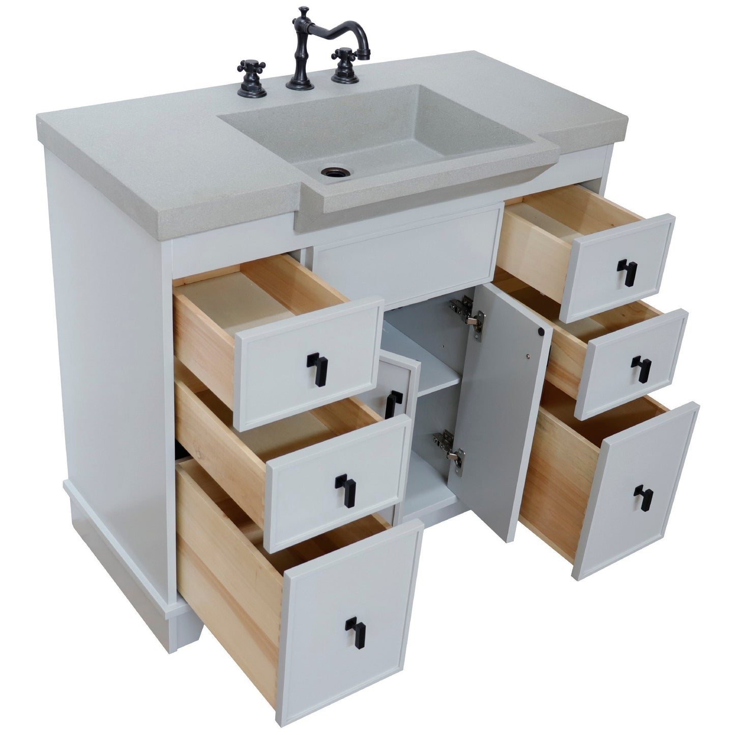 39" Single Sink Vanity Light Gray Finish in Gray Concrete Top