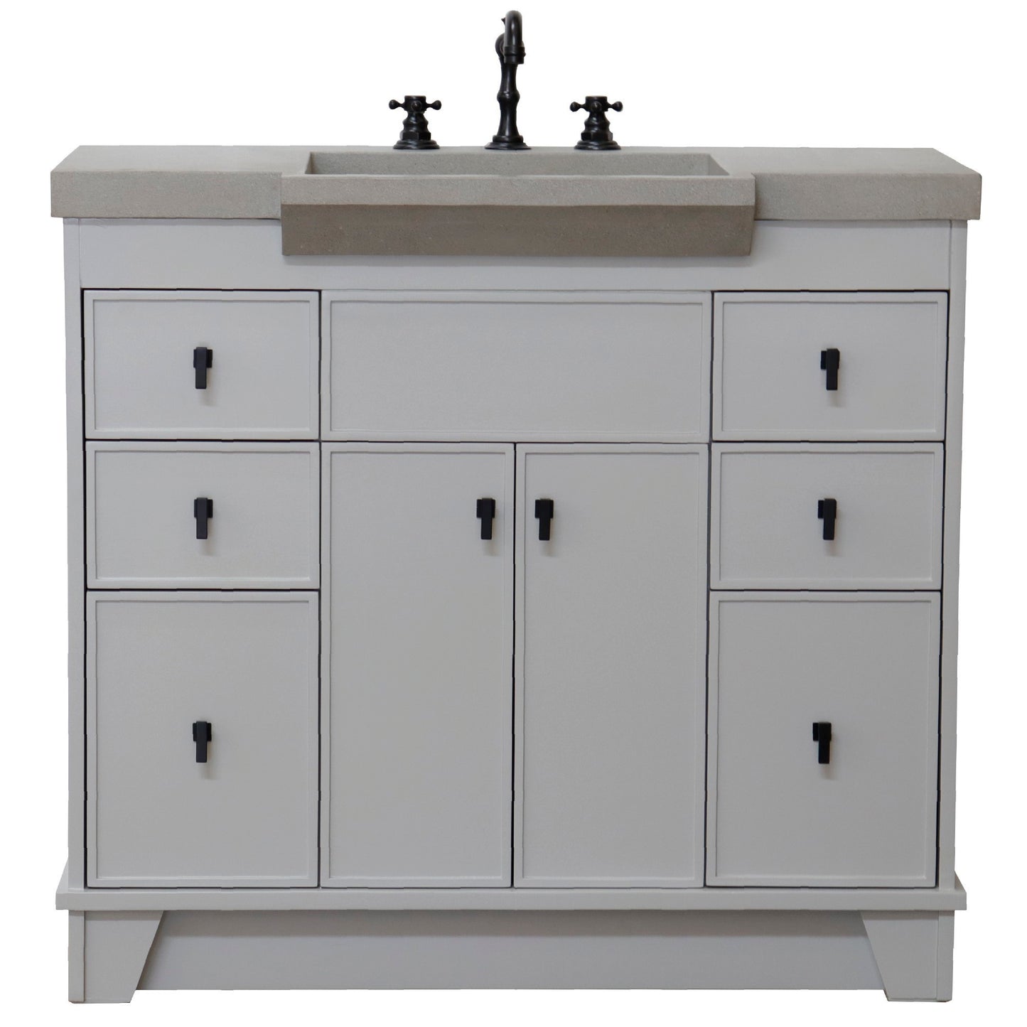 39" Single Sink Vanity Light Gray Finish in Gray Concrete Top