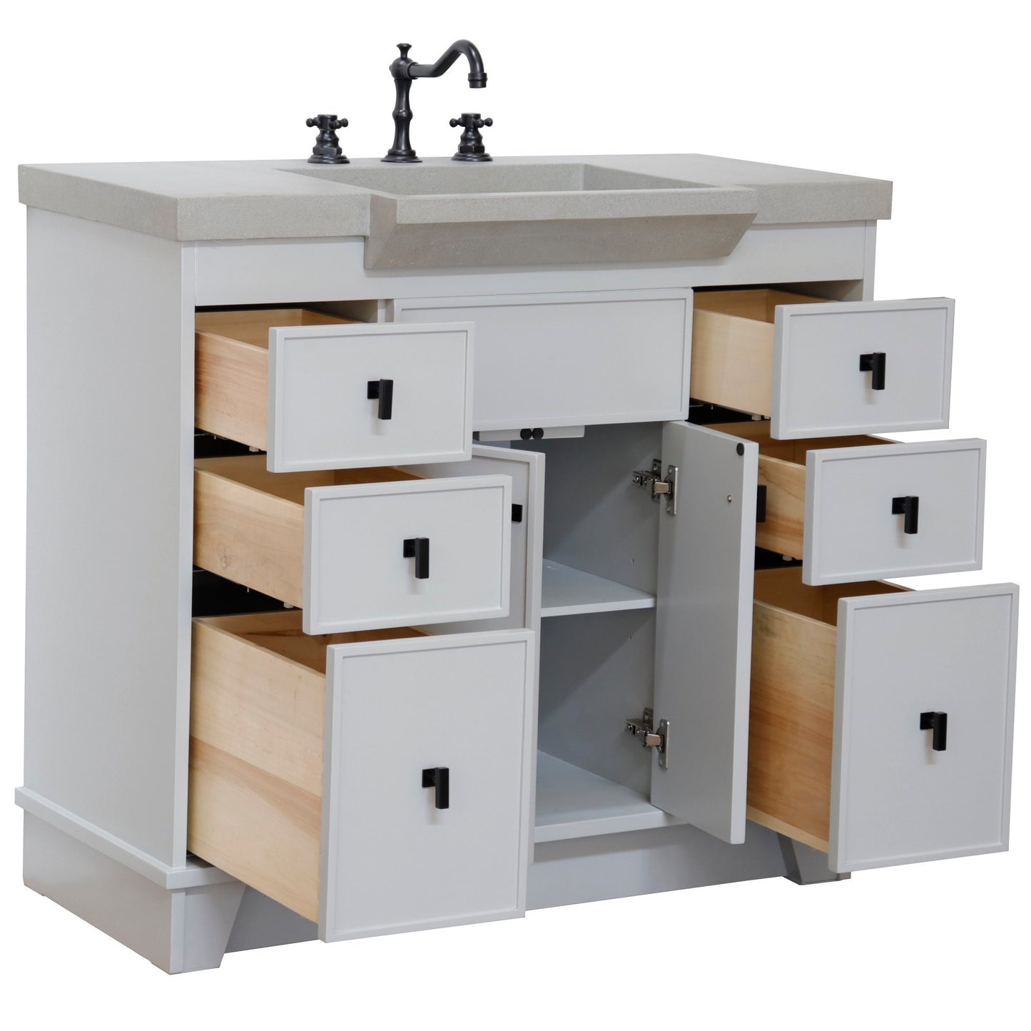 39" Single Sink Vanity Light Gray Finish in Gray Concrete Top