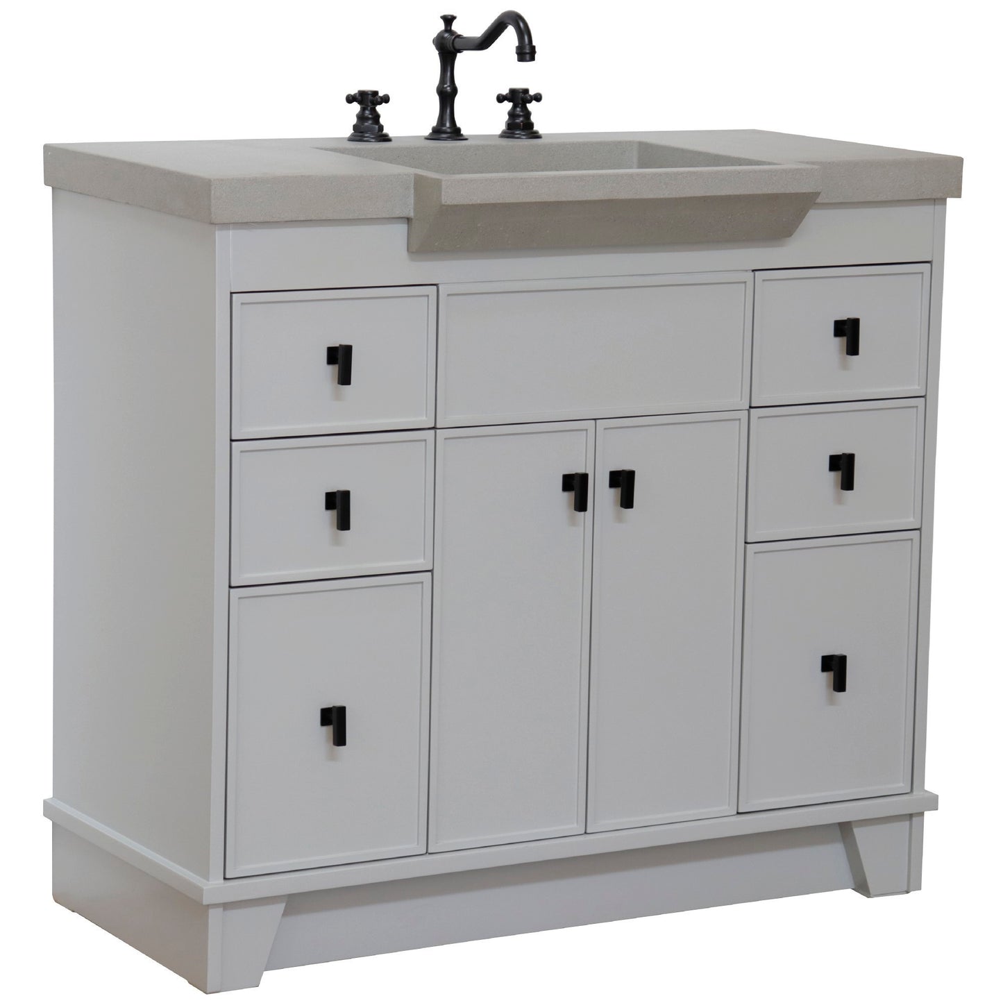 39" Single Sink Vanity Light Gray Finish in Gray Concrete Top