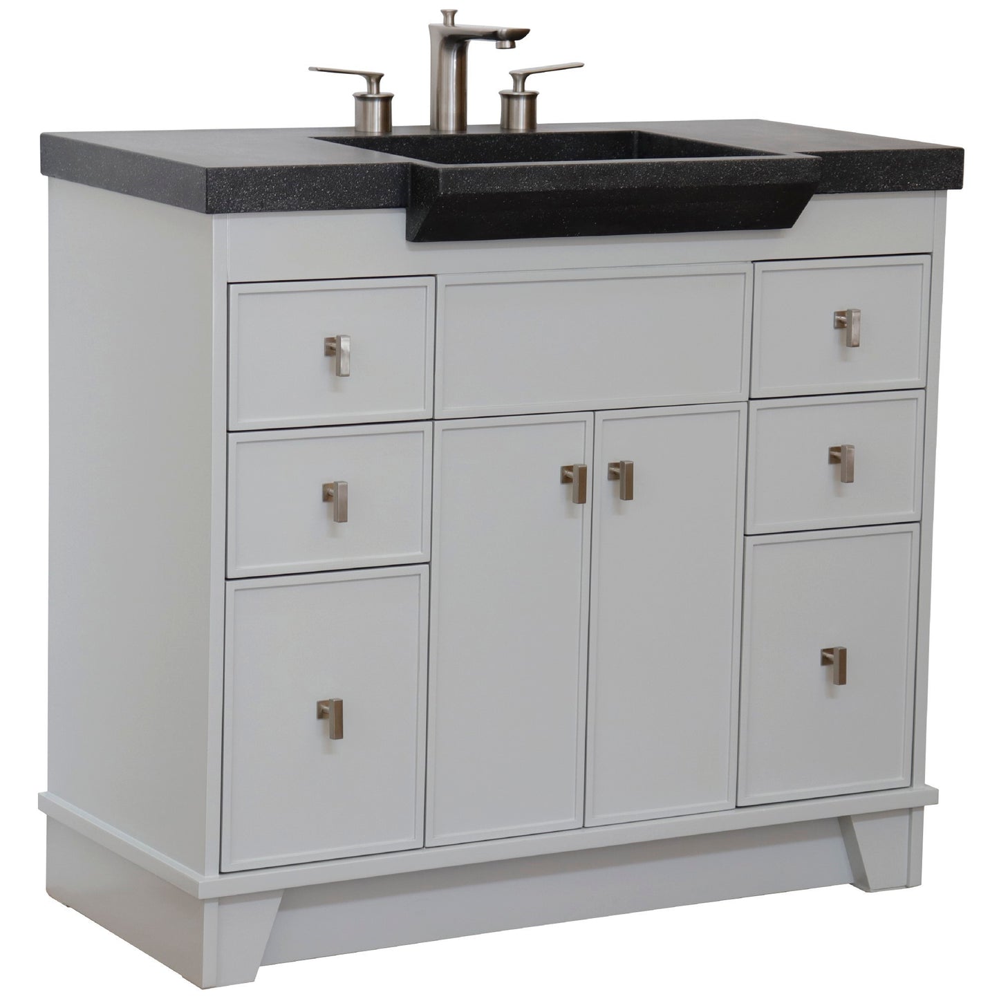 39" Single Sink Vanity Light Gray Finish in Black Concrete Top