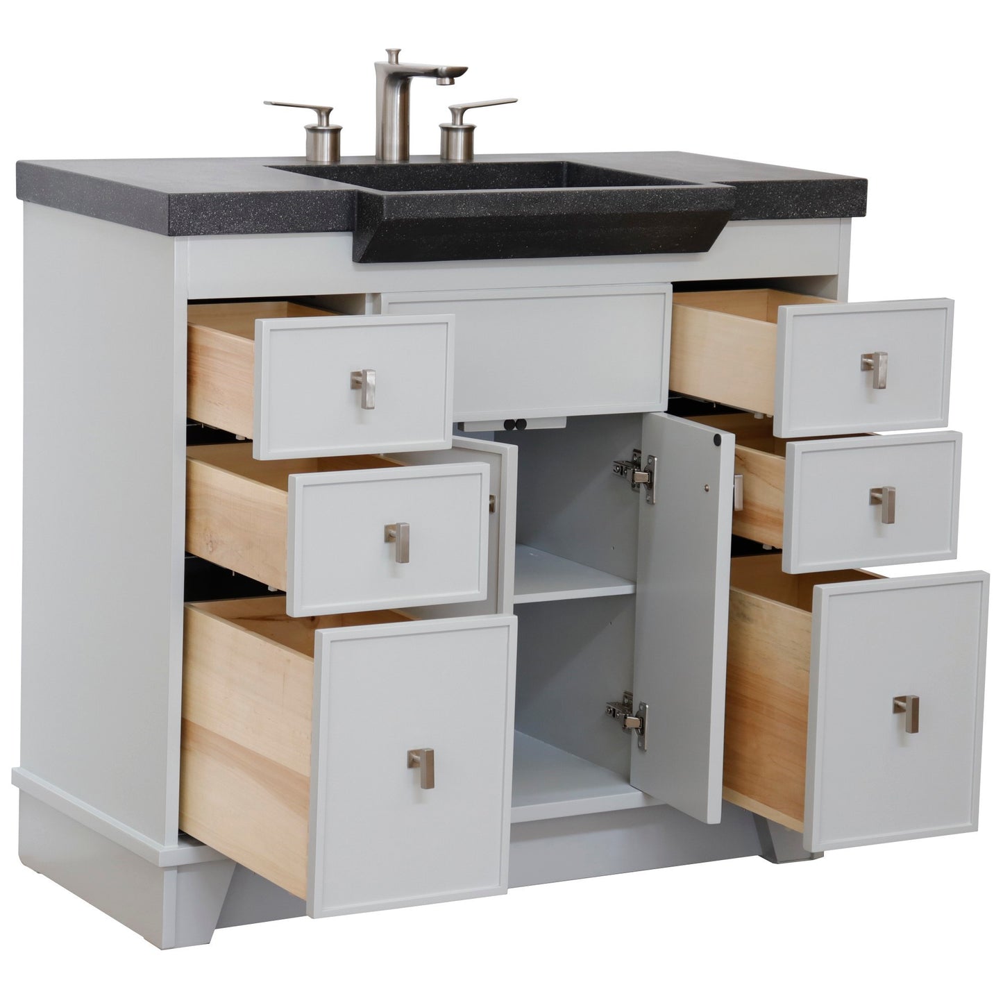 39" Single Sink Vanity Light Gray Finish in Black Concrete Top