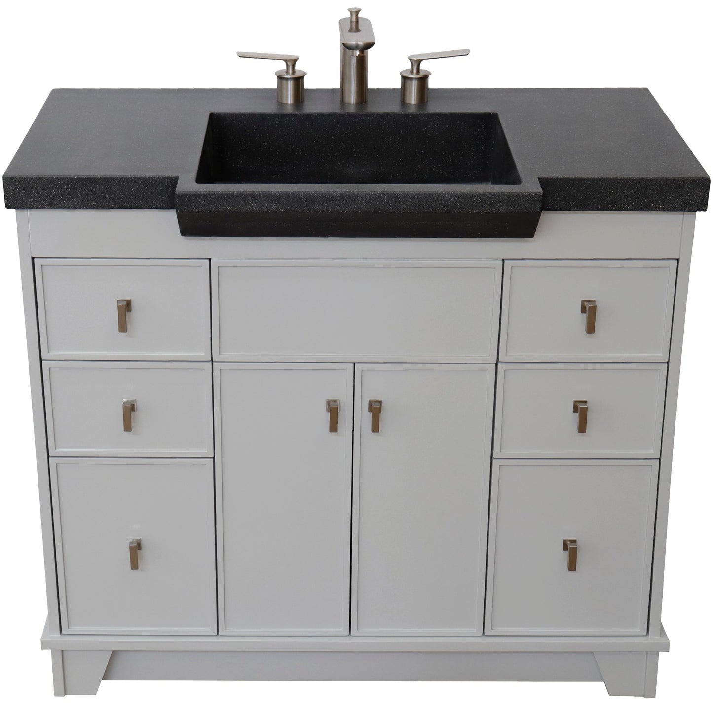 39" Single Sink Vanity Light Gray Finish in Black Concrete Top