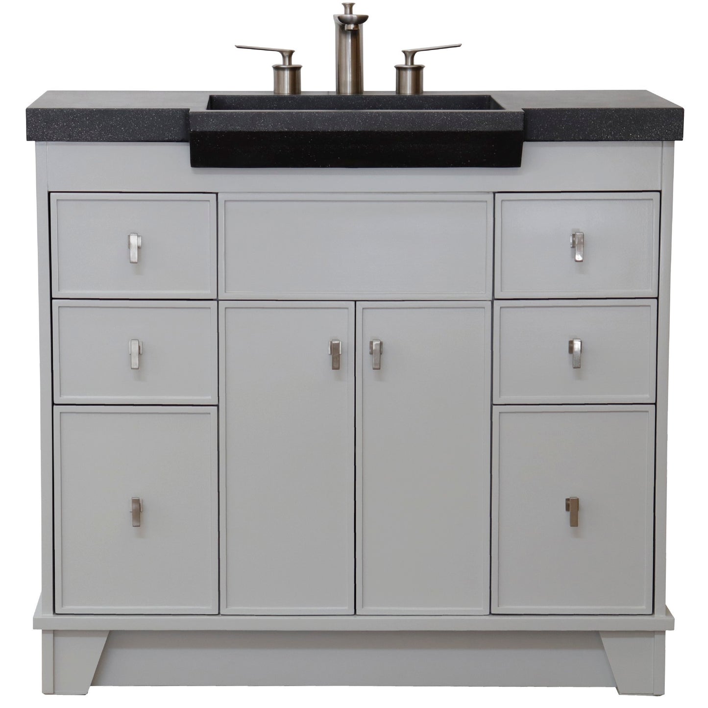 39" Single Sink Vanity Light Gray Finish in Black Concrete Top