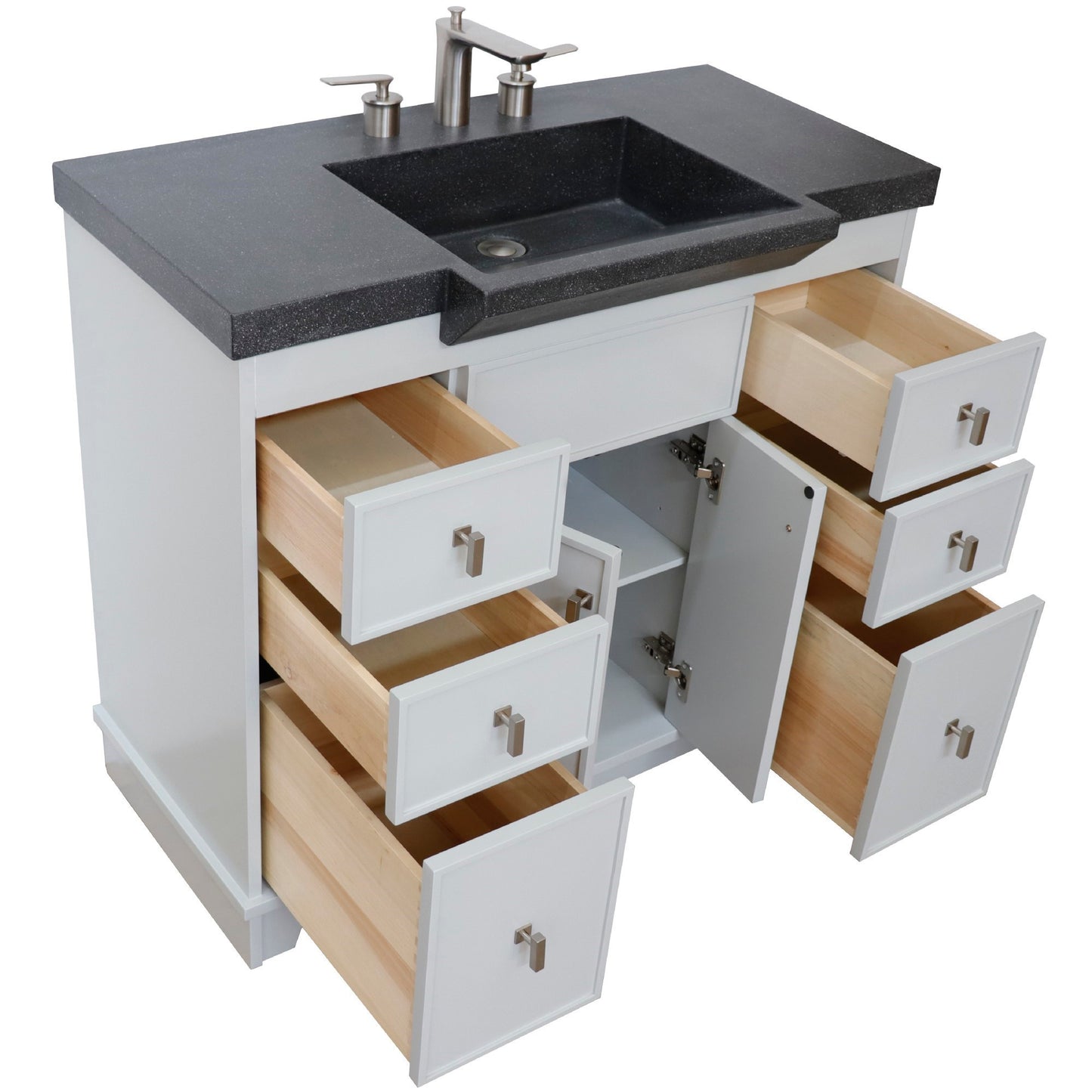 39" Single Sink Vanity Light Gray Finish in Black Concrete Top