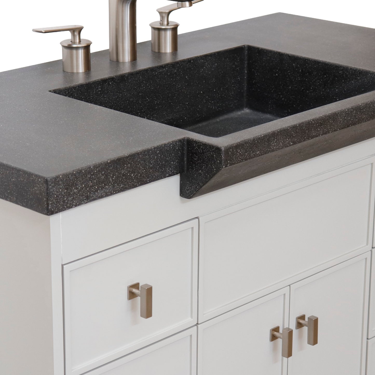39" Single Sink Vanity Light Gray Finish in Black Concrete Top