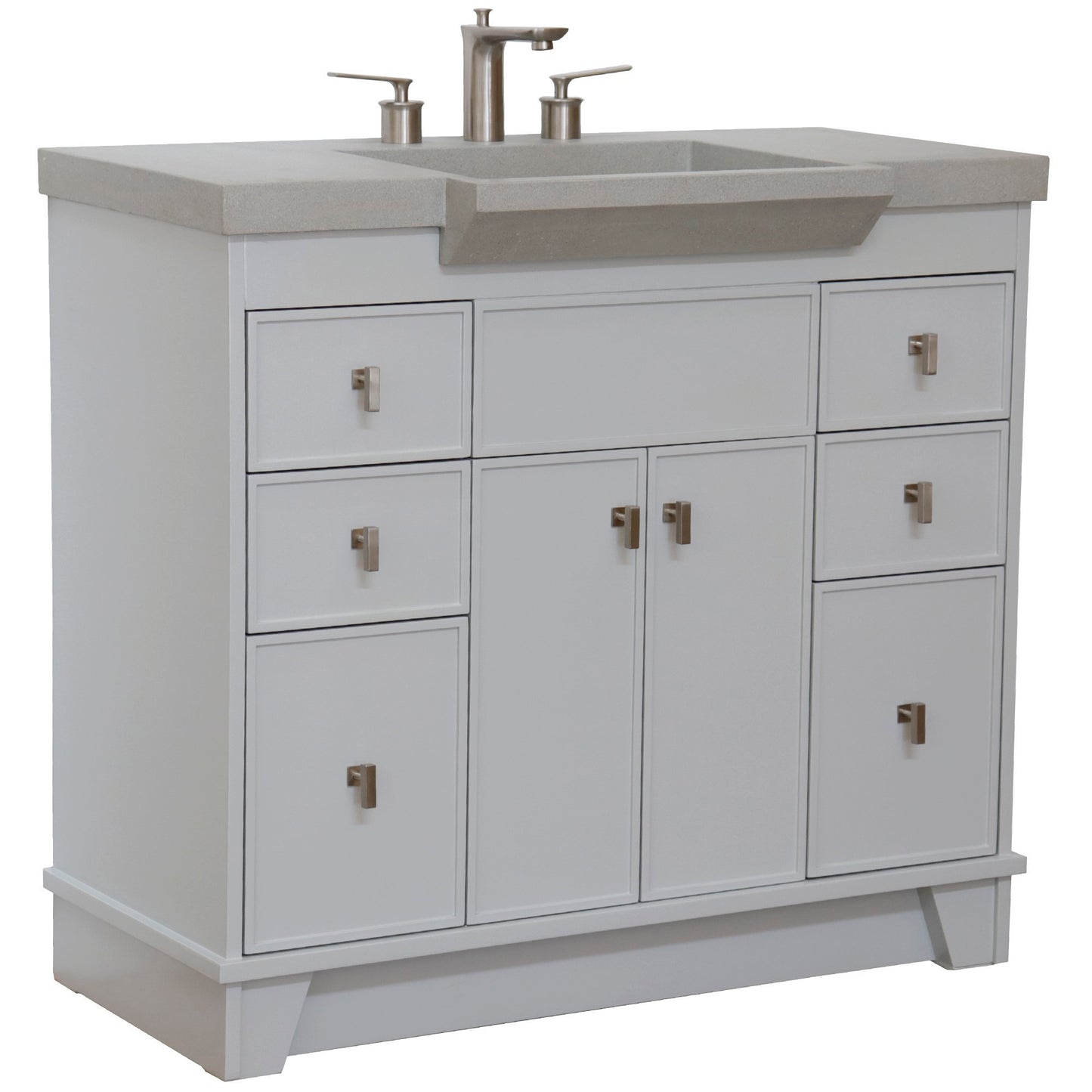39" Single Sink Vanity Light Gray Finish in Gray Concrete Top