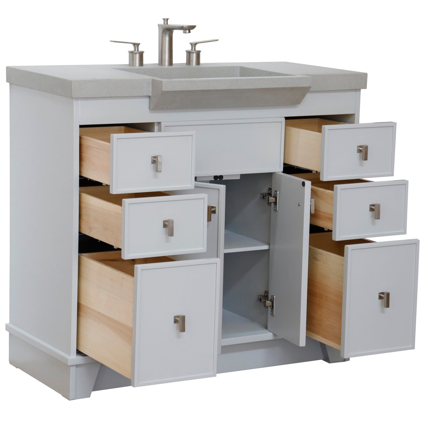 39" Single Sink Vanity Light Gray Finish in Gray Concrete Top