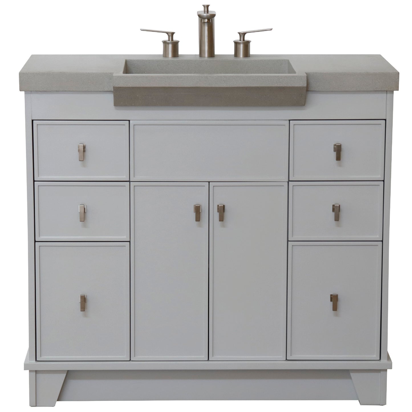 39" Single Sink Vanity Light Gray Finish in Gray Concrete Top