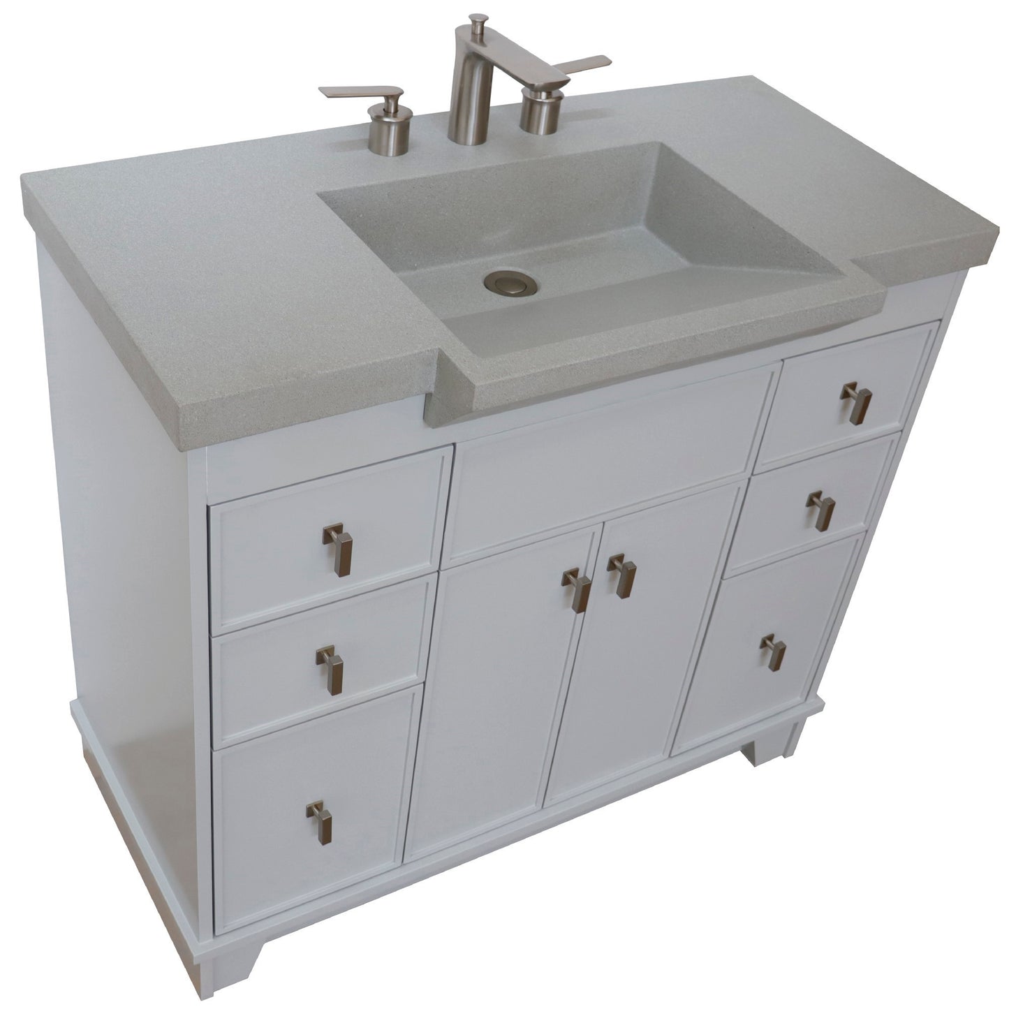 39" Single Sink Vanity Light Gray Finish in Gray Concrete Top