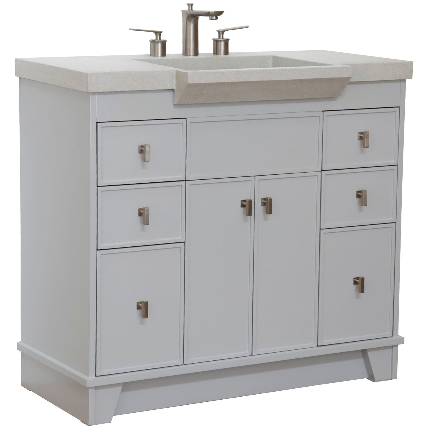 39" Single Sink Vanity Light Gray Finish in Sandy White Concrete Top