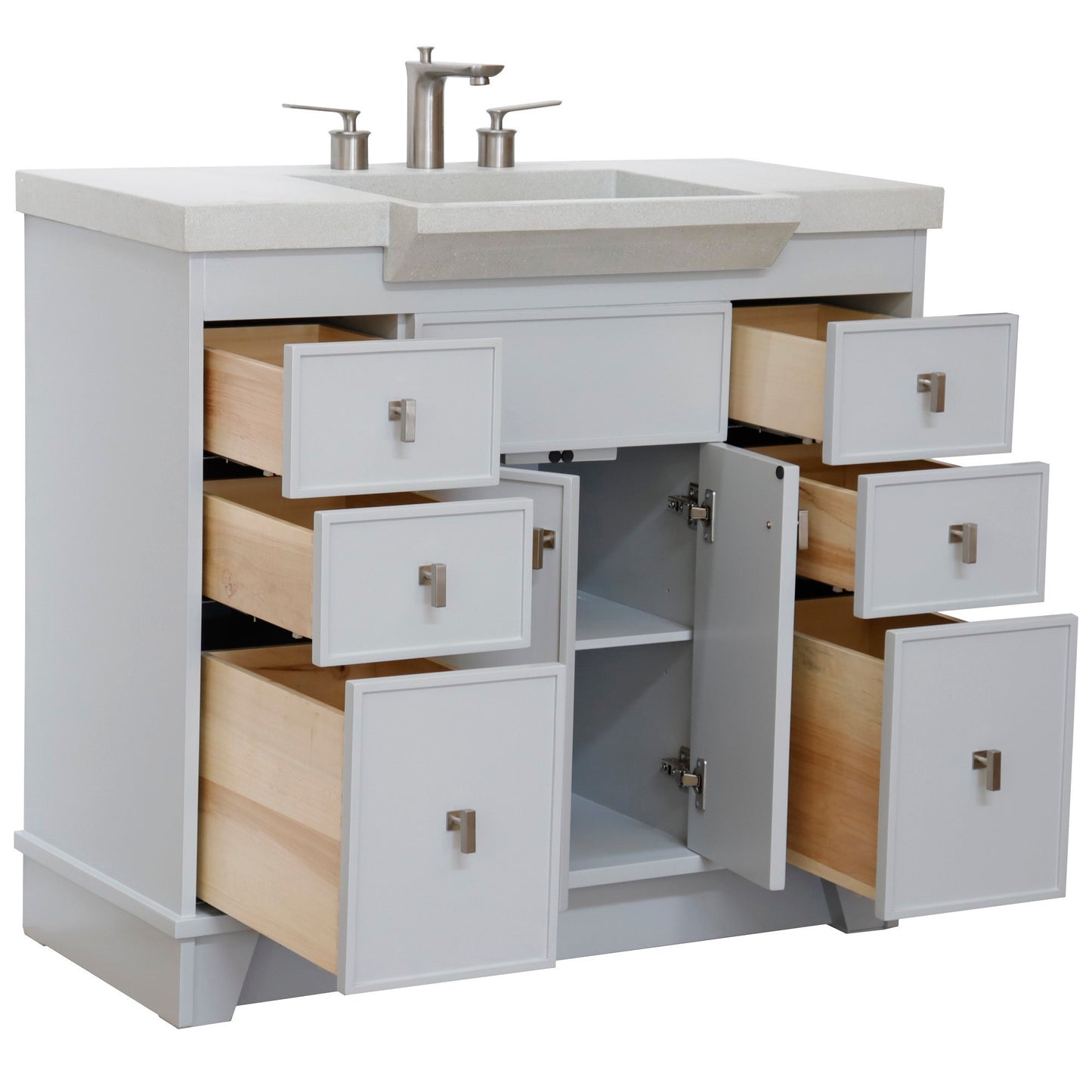 39" Single Sink Vanity Light Gray Finish in Sandy White Concrete Top