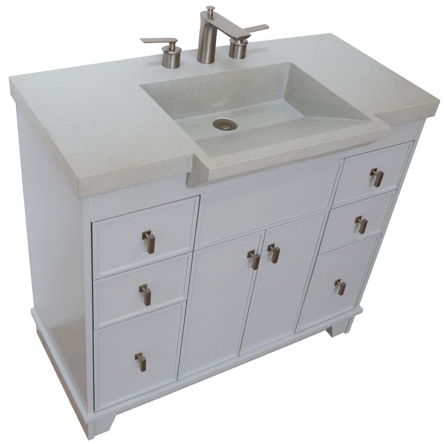 39" Single Sink Vanity Light Gray Finish in Sandy White Concrete Top