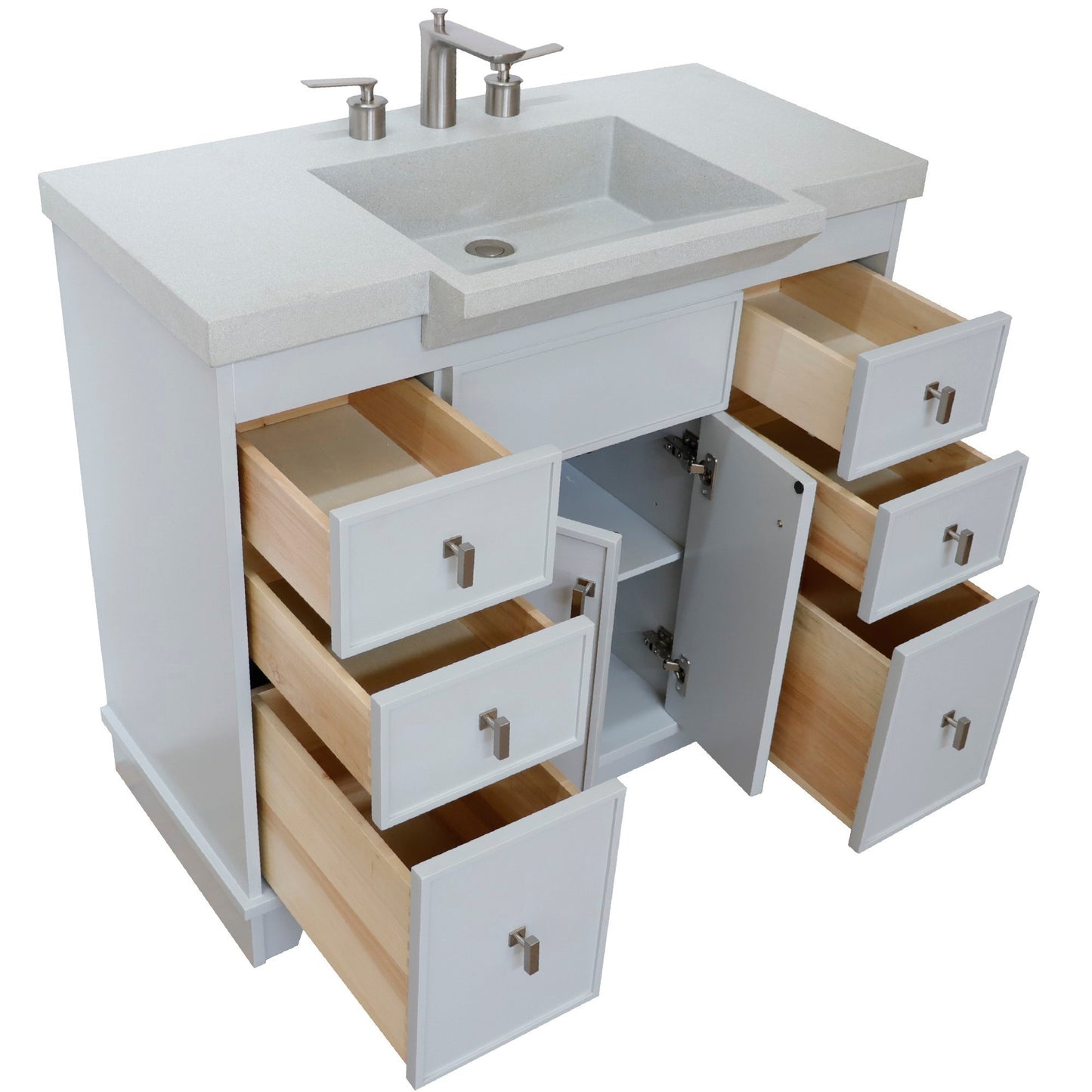 39" Single Sink Vanity Light Gray Finish in Sandy White Concrete Top