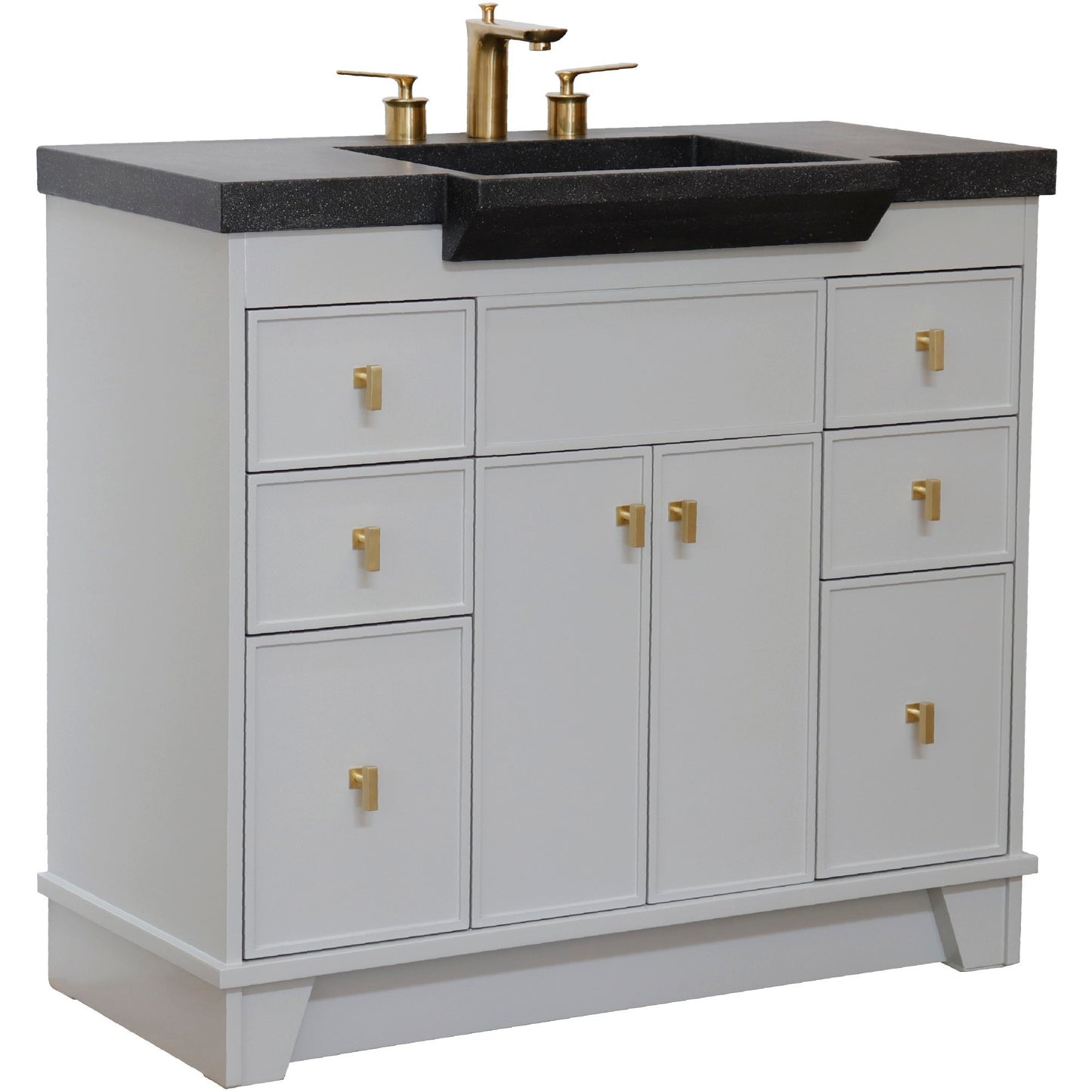 39" Single Sink Vanity Light Gray Finish in Black Concrete Top