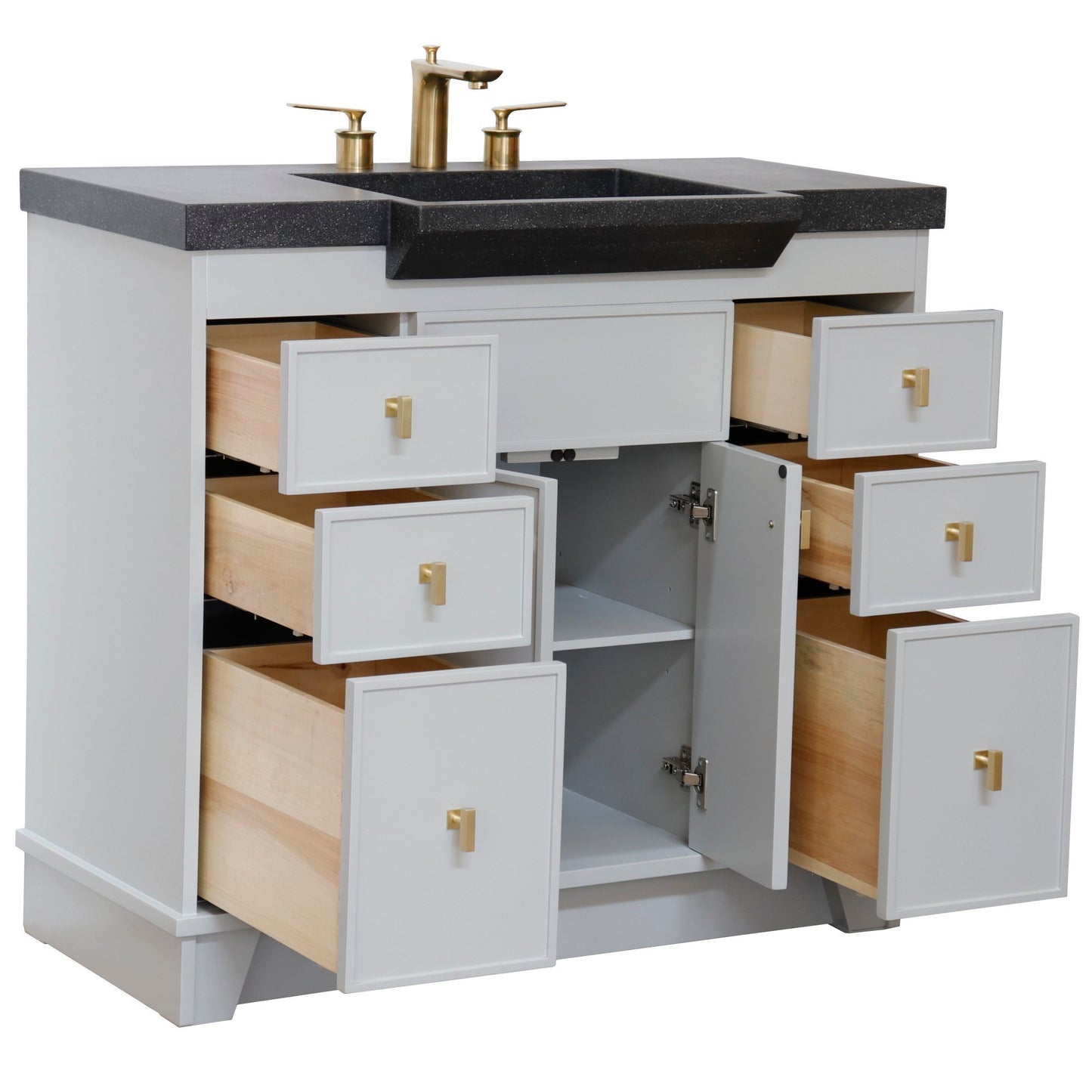 39" Single Sink Vanity Light Gray Finish in Black Concrete Top