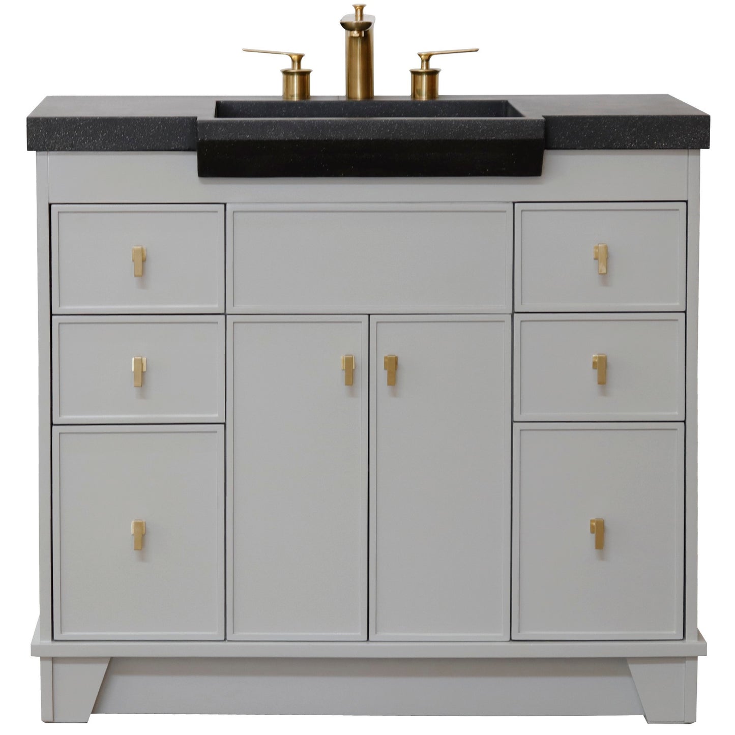 39" Single Sink Vanity Light Gray Finish in Black Concrete Top