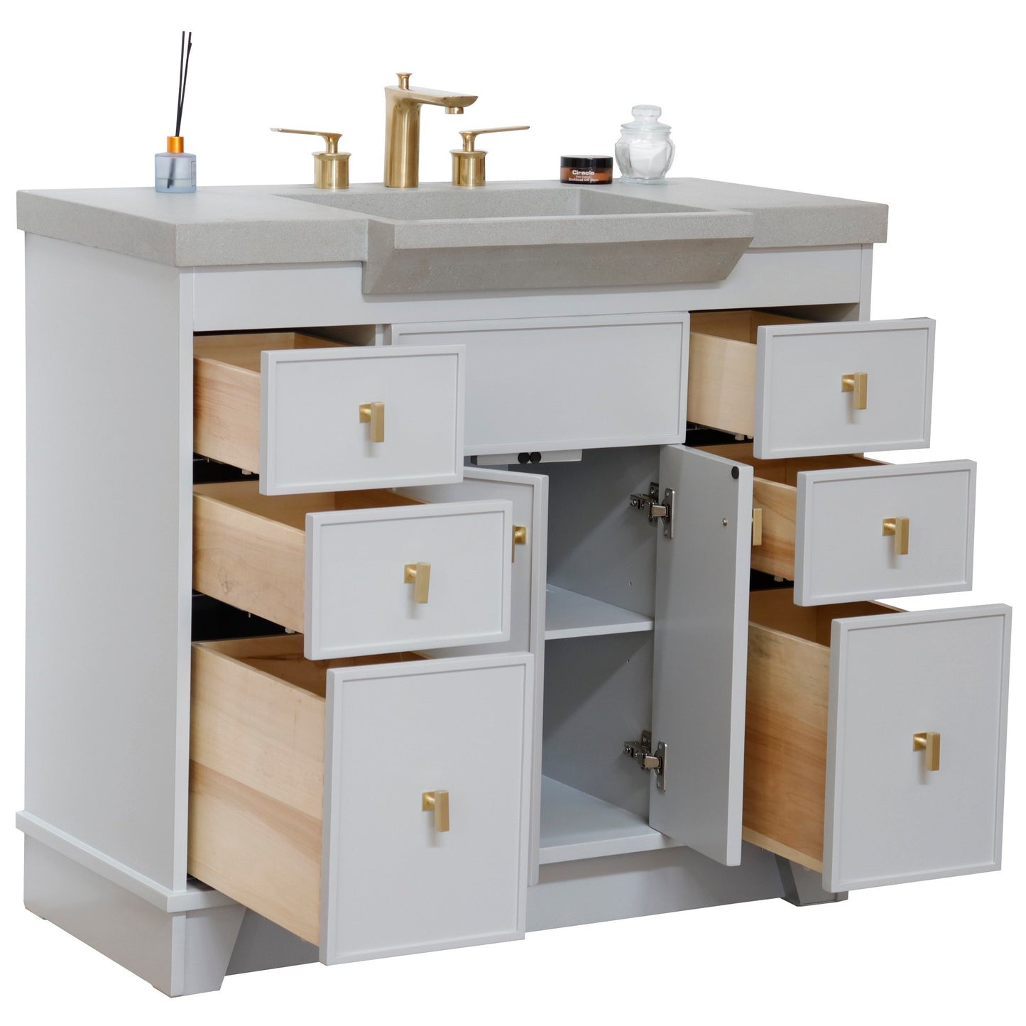 39" Single Sink Vanity Light Gray Finish in Gray Concrete Top