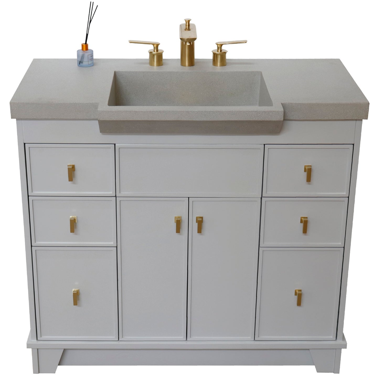 39" Single Sink Vanity Light Gray Finish in Gray Concrete Top