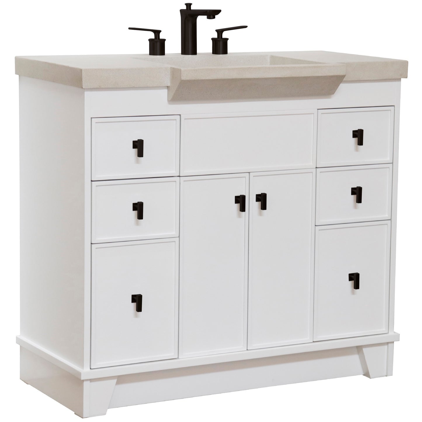 39" Single Sink Vanity White Finish in Sandy White Concrete Top