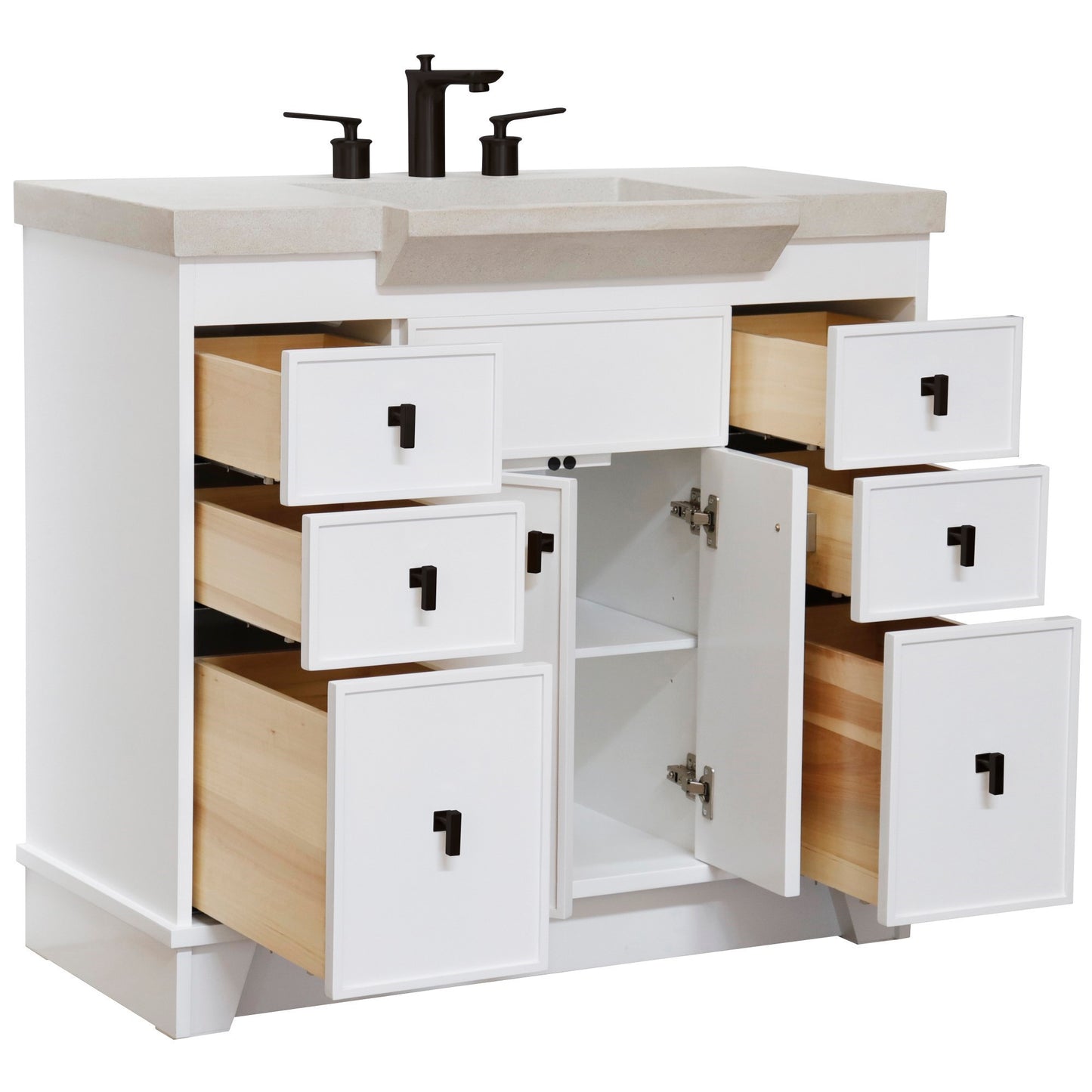 39" Single Sink Vanity White Finish in Sandy White Concrete Top