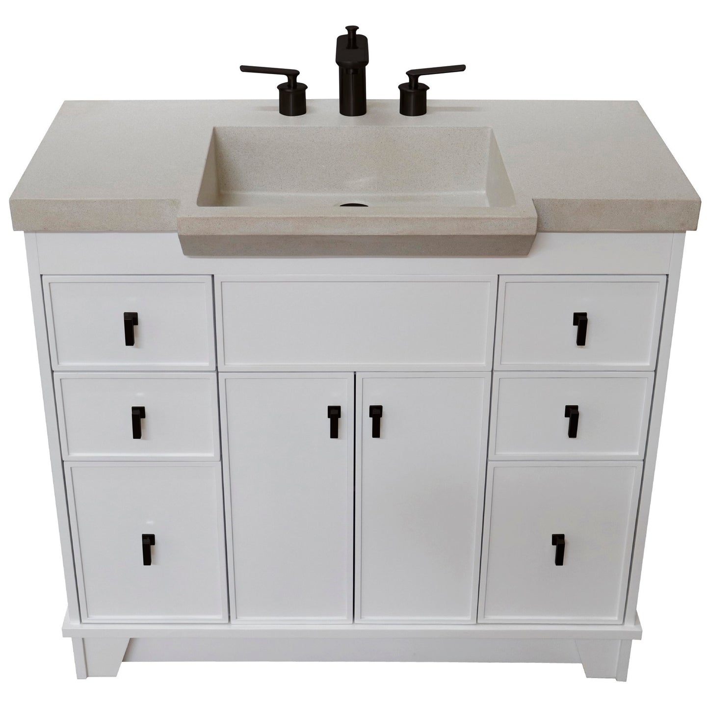 39" Single Sink Vanity White Finish in Sandy White Concrete Top
