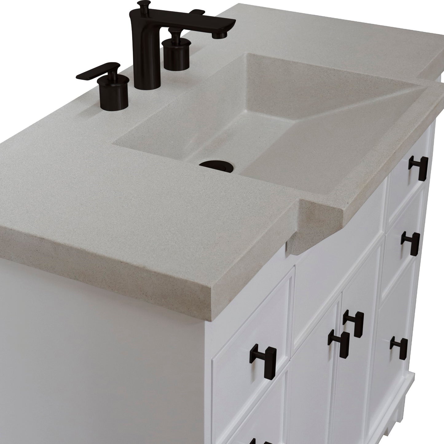 39" Single Sink Vanity White Finish in Sandy White Concrete Top