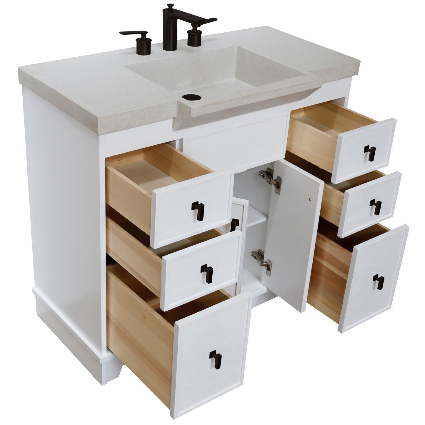 39" Single Sink Vanity White Finish in Sandy White Concrete Top