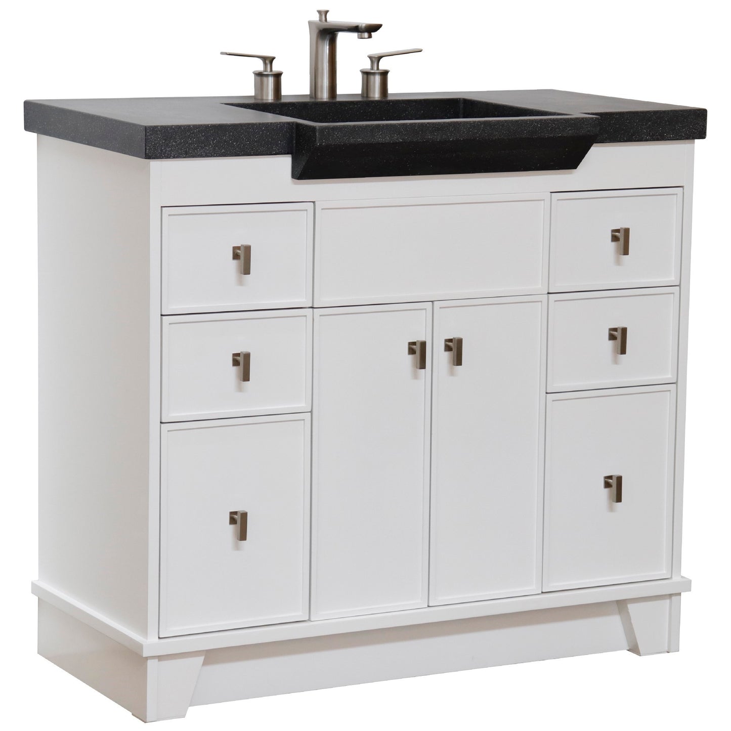 39" Single Sink Vanity White Finish in Black Concrete Top