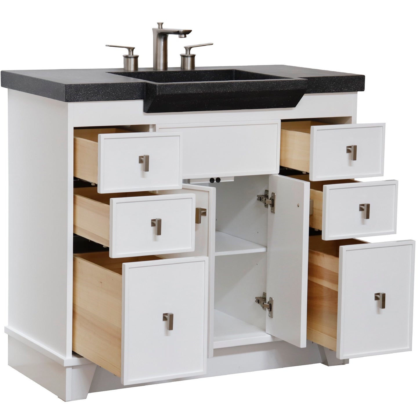 39" Single Sink Vanity White Finish in Black Concrete Top