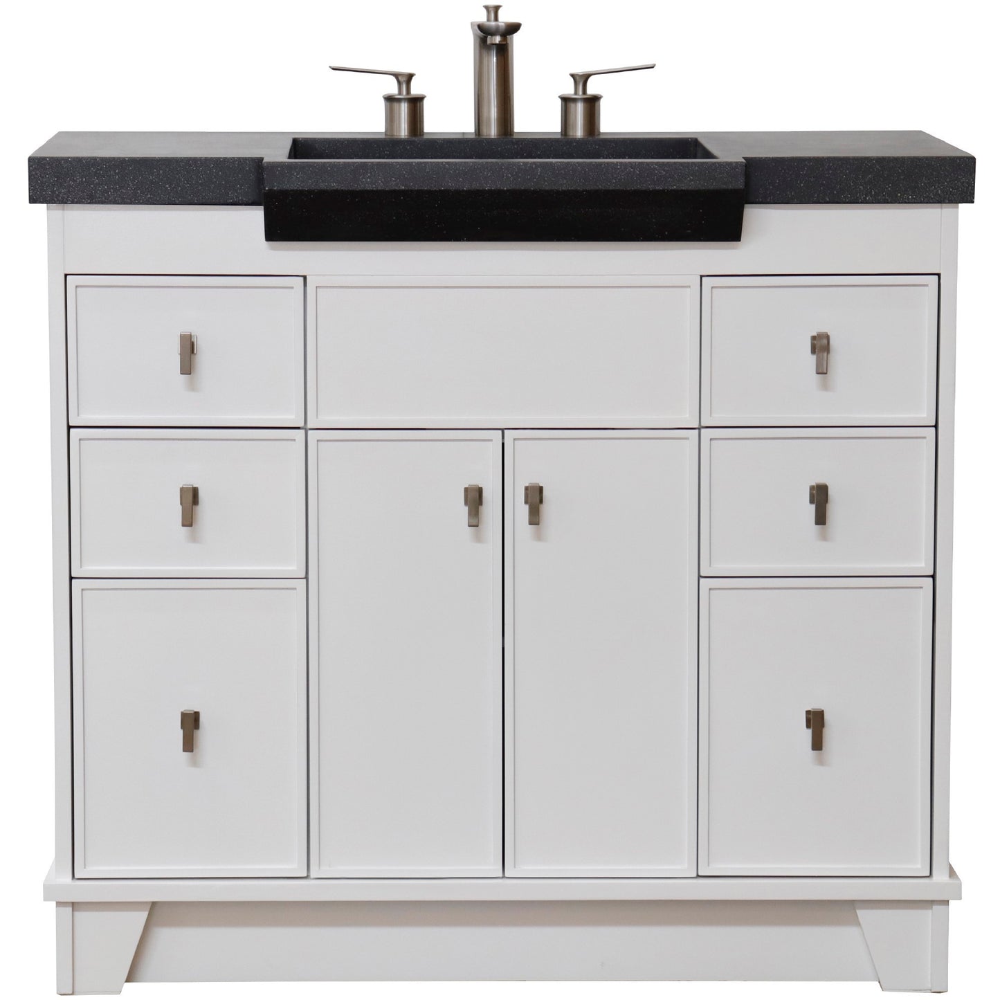39" Single Sink Vanity White Finish in Black Concrete Top