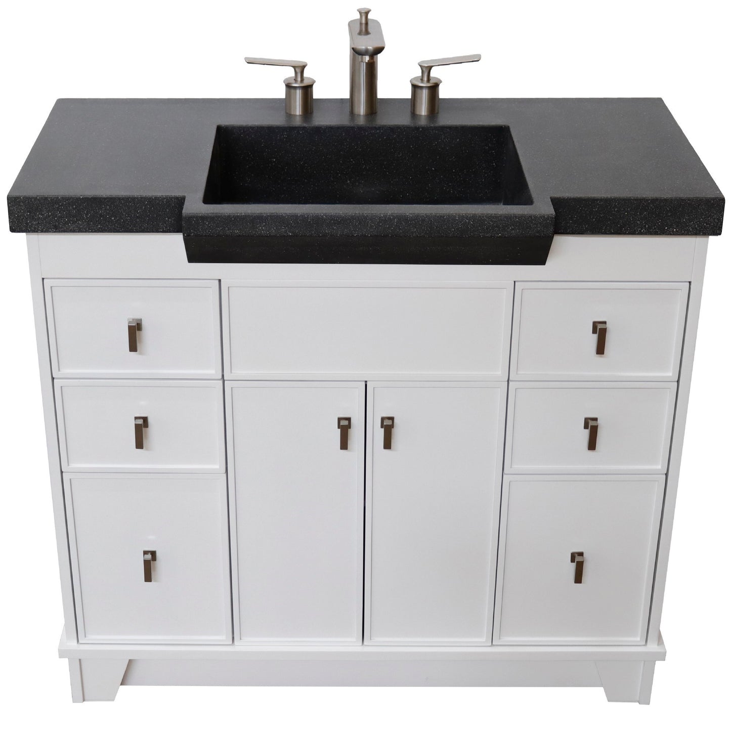 39" Single Sink Vanity White Finish in Black Concrete Top