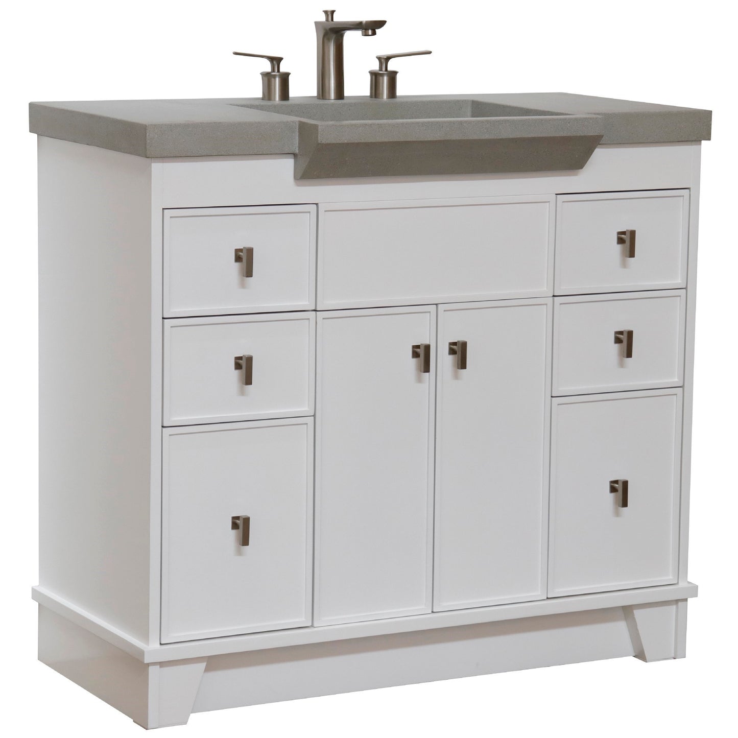 39" Single Sink Vanity White Finish in Gray Concrete Top