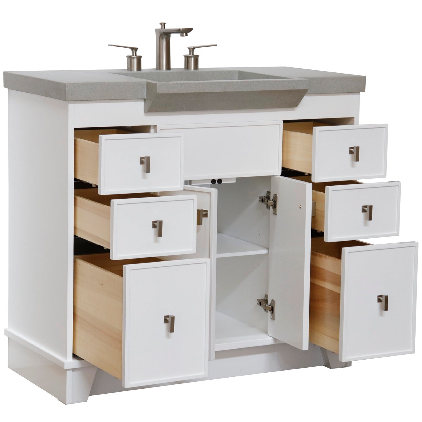 39" Single Sink Vanity White Finish in Gray Concrete Top