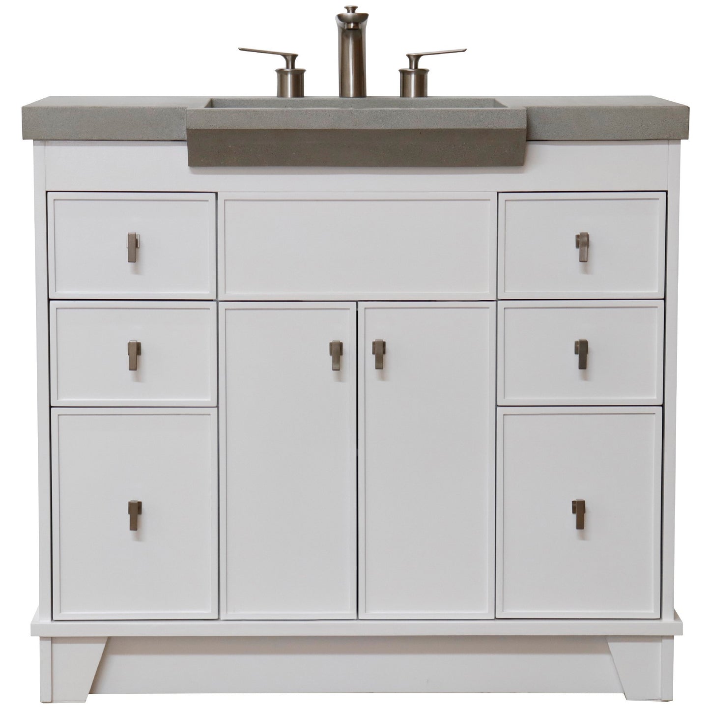 39" Single Sink Vanity White Finish in Gray Concrete Top