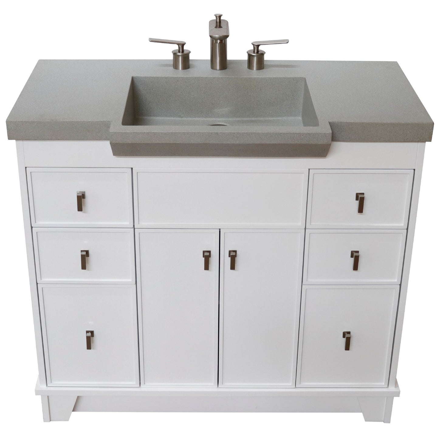 39" Single Sink Vanity White Finish in Gray Concrete Top