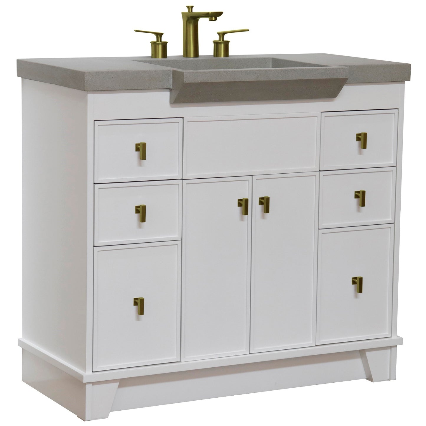 39" Single Sink Vanity White Finish in Gray Concrete Top