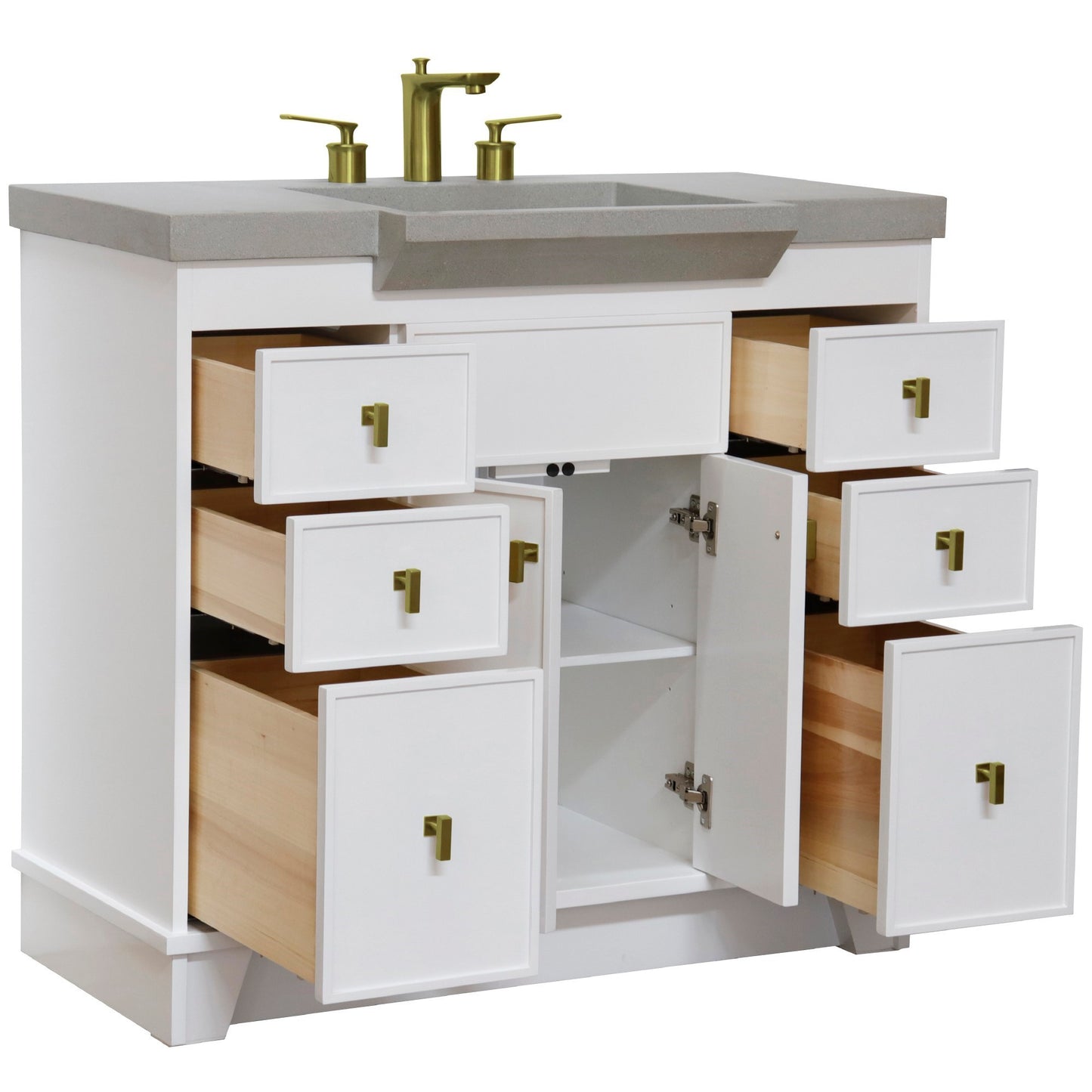 39" Single Sink Vanity White Finish in Gray Concrete Top
