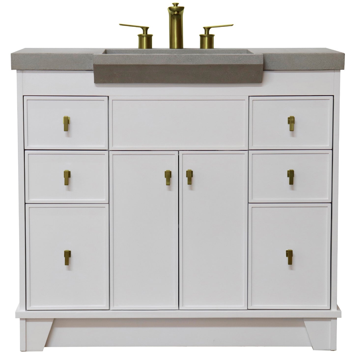 39" Single Sink Vanity White Finish in Gray Concrete Top