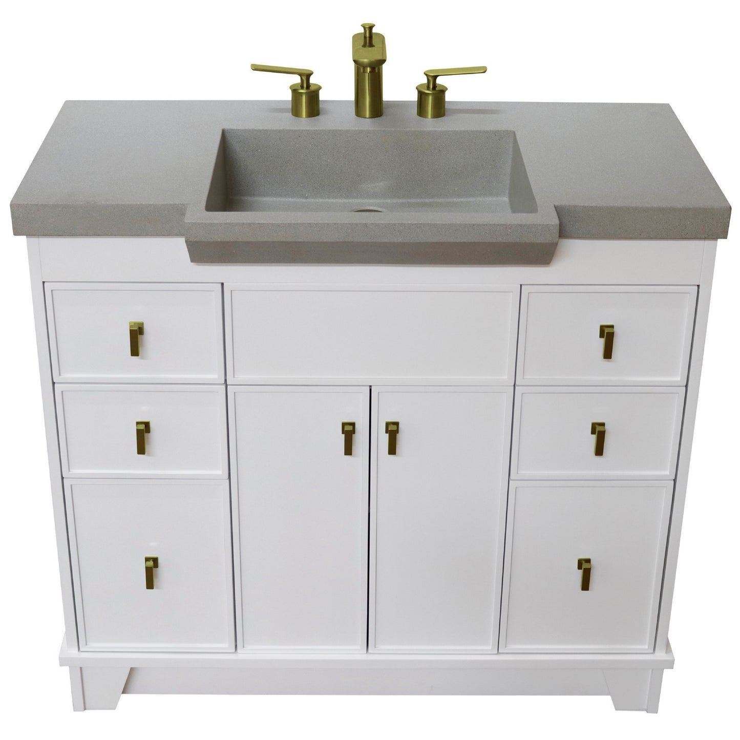 39" Single Sink Vanity White Finish in Gray Concrete Top