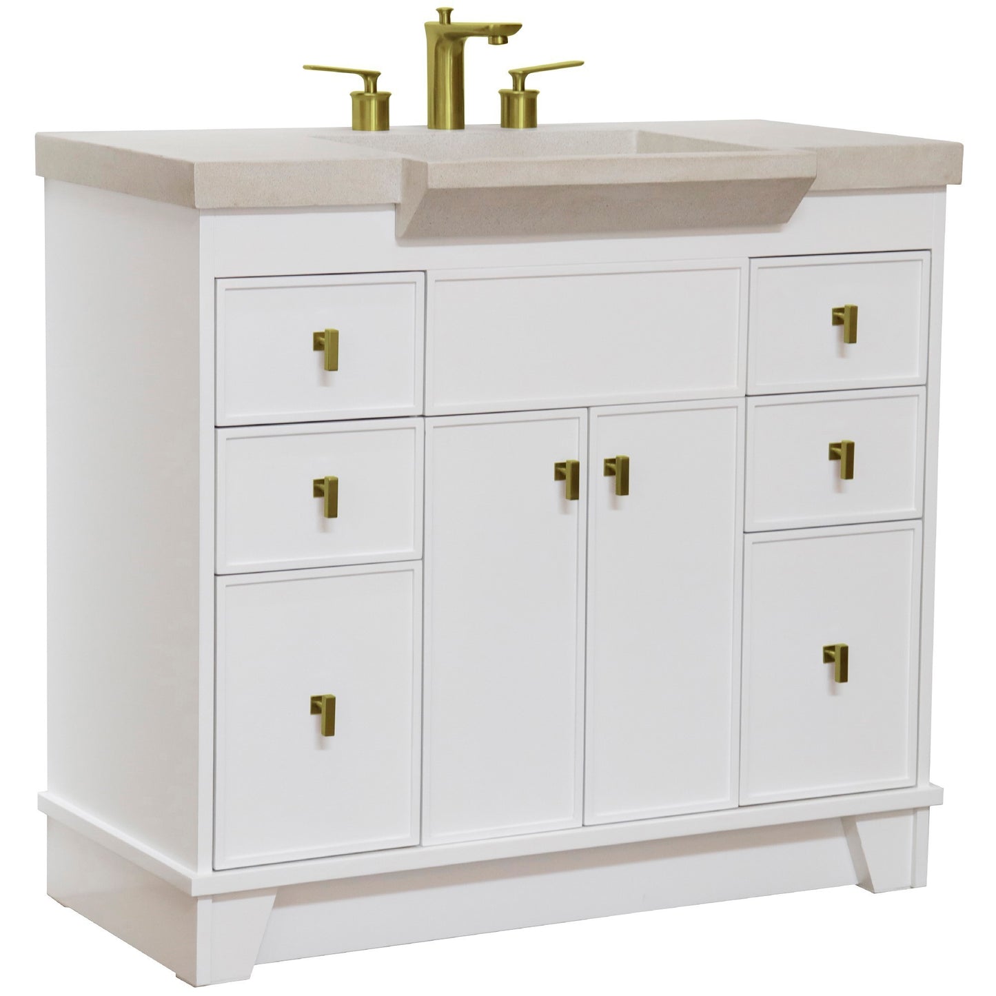 39" Single Sink Vanity White Finish in Sandy White Concrete Top