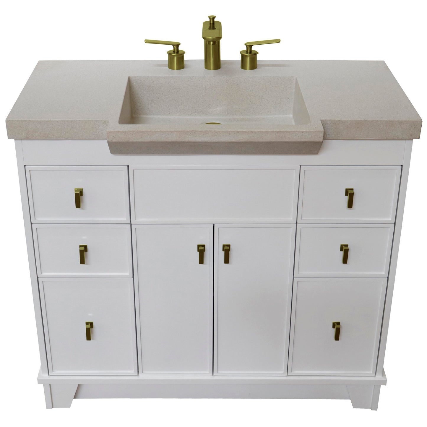 39" Single Sink Vanity White Finish in Sandy White Concrete Top