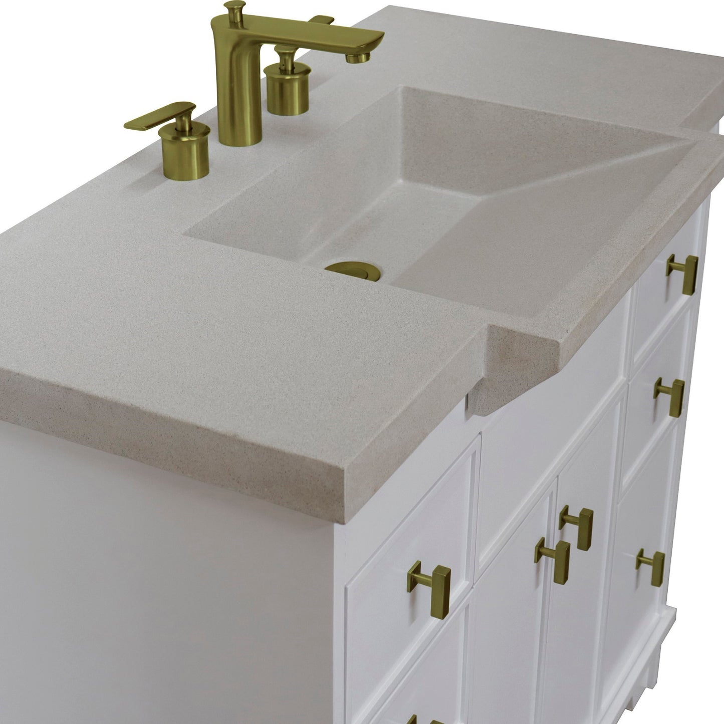39" Single Sink Vanity White Finish in Sandy White Concrete Top