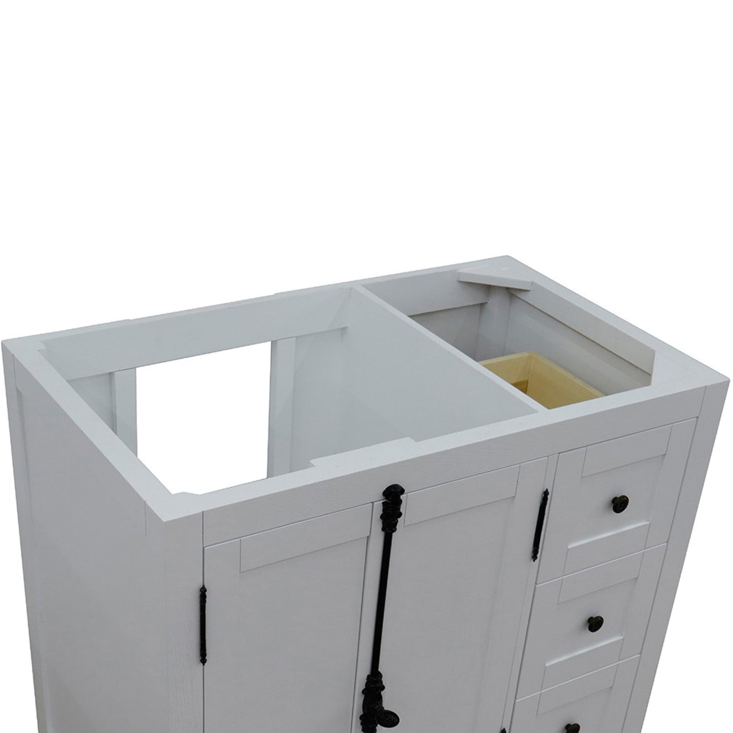 36" Single vanity in Glacier Ash finish cabinet only Left doors