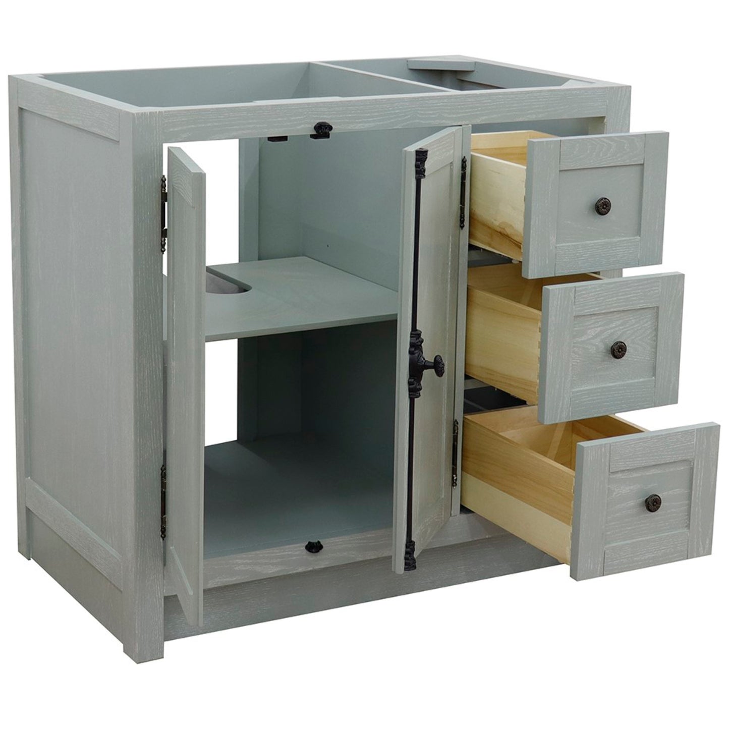 36" Single vanity in Gray Ash finish cabinet only Left doors