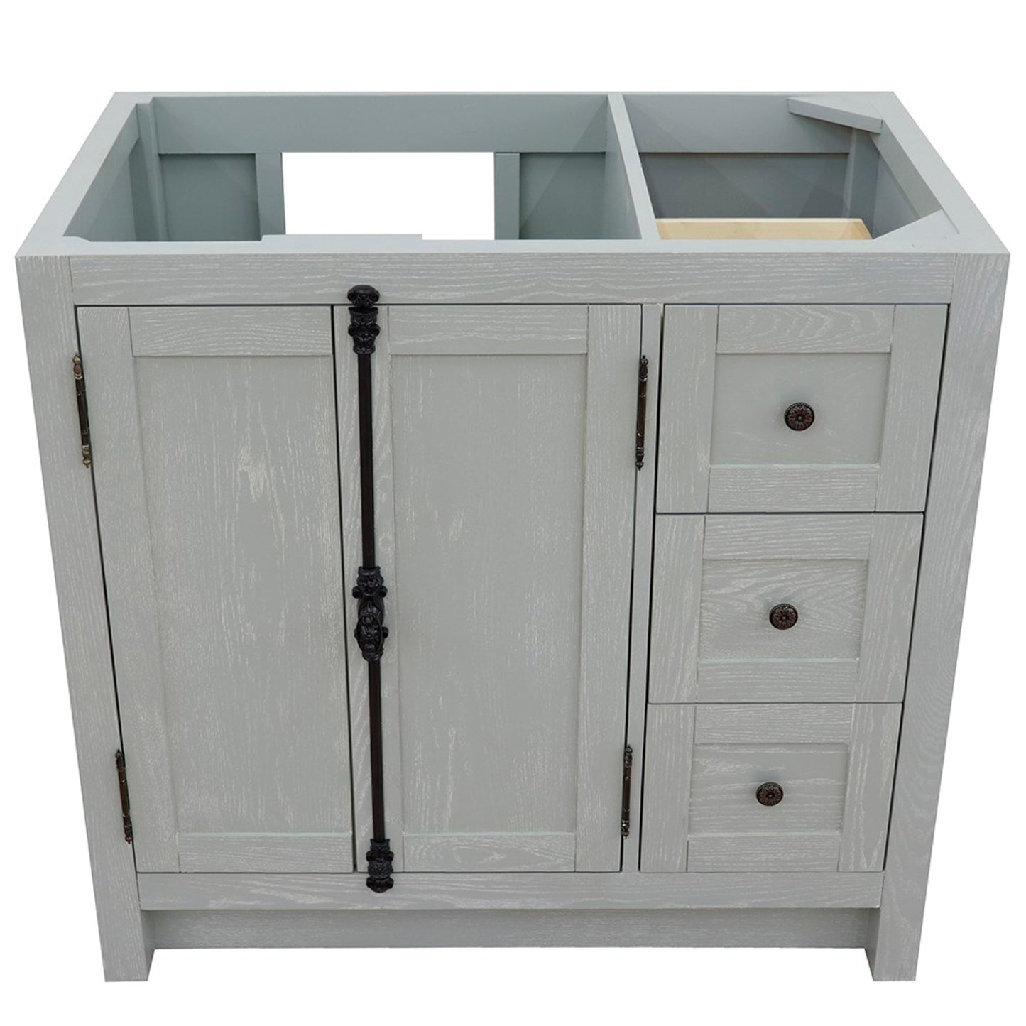 36" Single vanity in Gray Ash finish cabinet only Left doors